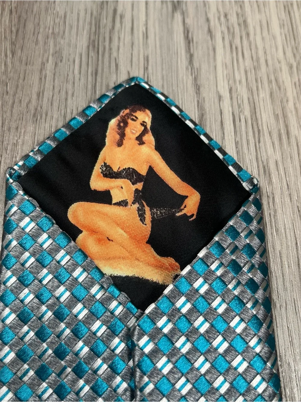Dolce and Gabbana Tie Pinup Girl Cravatte Handmade Italy Necktie 56” Blue Silver